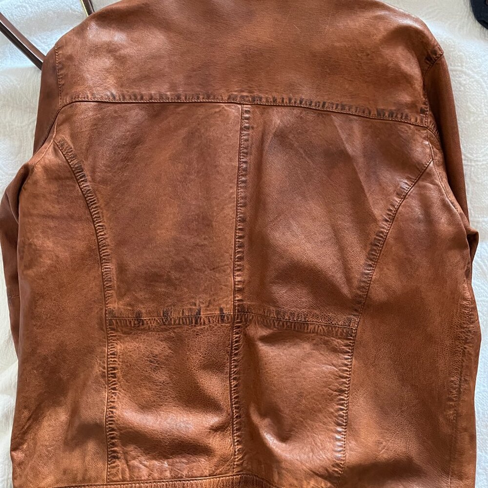 32 Bar Blues Men's Brown Genuine Leather Jacket Large - Picture 2 of 4